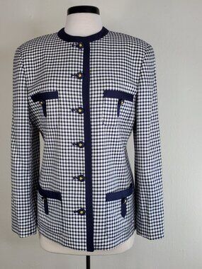 Evan Picone Blazer Size 12 Button Sleeve No Collar Lined Split Cuff ~ Dry Clean